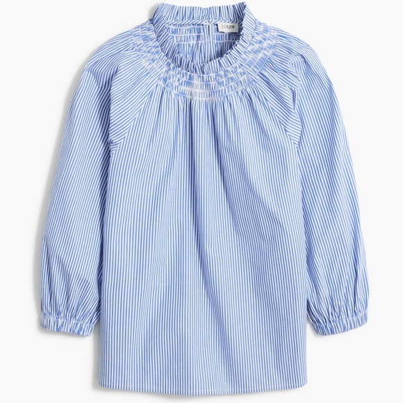 JCrew Smocked Neck Striped Blouse🕊️ - Picture 2 of 10